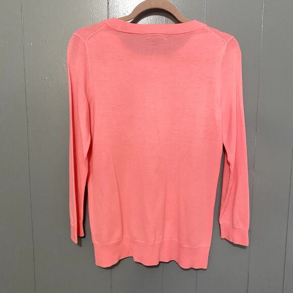 J. Crew Bright Pink Tippi 100% Merino Wool Crewneck Classic Preppy Sweater S - Picture 6 of 7